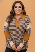 The Open Invitation | Striped V-Neck Long-Sleeve Top, Plus Size — view 1 of 3