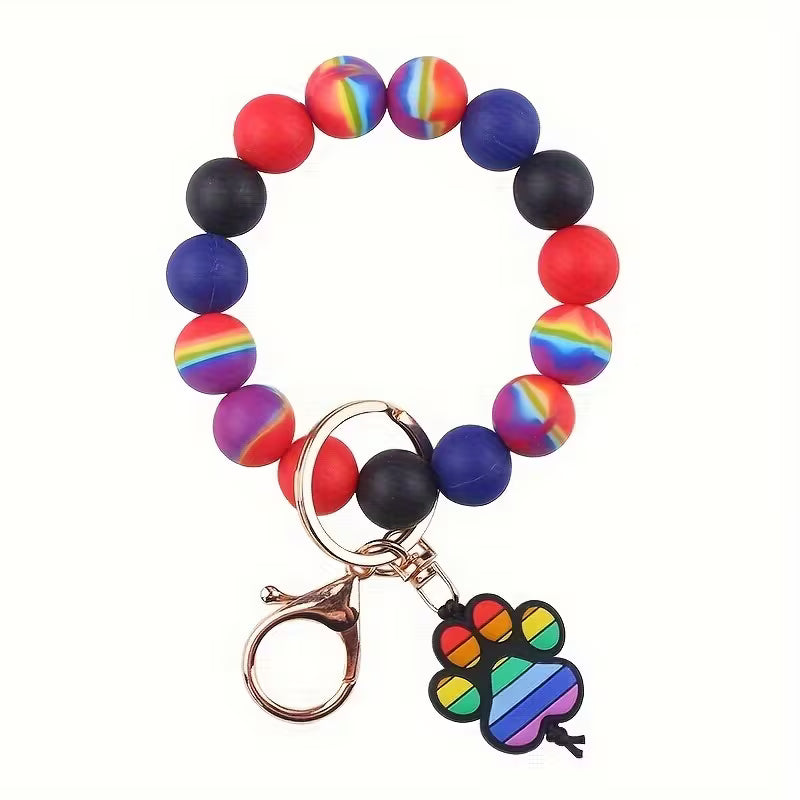 New Silicone Beaded Keychain Accessory, Creative DIY Cartoon Dog Paw Charm Bracelet, Key Ring, Women's Bag — view 18