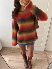 Plus Size, Plus-Size Women's Gradient Ombre Sweater - Oversized Loose Fit Sweater with Flared Bell Sleeves — view 1