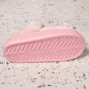 [Indoor/Outdoor Home Shoes] Pink Sweet Autumn/Winter New Style Women's Fashion Star Bow Plush Single Strap Shoes — view 6