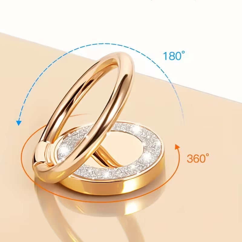 2pcs Phone Metal Finger Ring Buckle for All Mobile Phones Desktop 360 Degree Rotation Back Sticker Holder — view 12