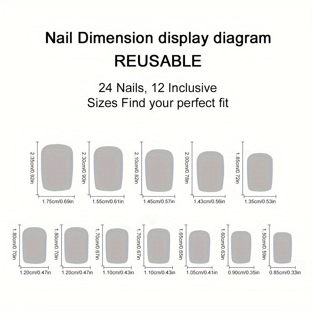 [24 Medium Square-Shaped Nails] 24 Medium Square-Shaped Nails Featuring a Summer Ocean Theme with a Minimalist White French Tip, 3D Embossed Designs of Waves, Shells, And Coconut Trees, Fully Covered And Press-On, Suitable for Women to Wear on a Daily Basis, During Vacations