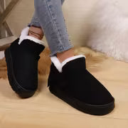 BUSYLION Women'S Bow Decor Short Snow Boots Fleece Warm Lining Thick Platform Sole Solid Color Casual Winter — view 2