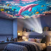 4 Light Strips+projection Light, Portable USB Marine Creature Projection Night Light - Replaceable Ocean Pattern — view 6