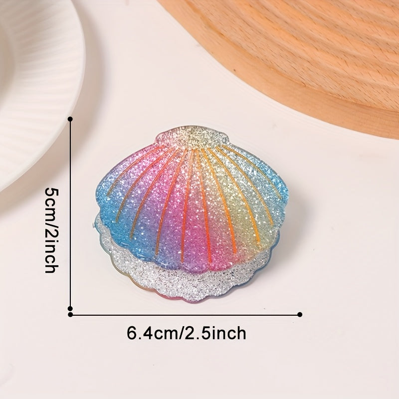A Colorful Shell Designed Hair Clip, Simple Banana Clip, Cute Hair Clip, Anti Slip Hair Accessory