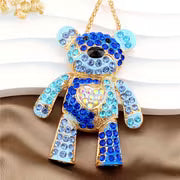 Cute Cartoon Colorful Heart Bear Alloy Necklace Inlaid with Glass, Suitable for Daily Gifting, Weddings — view 2