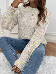 Women's Warm Winter Sweater Color-Block Pullover Sweater - Soft Round Neck Sweaters Suitable for Fall/Winter — view 1
