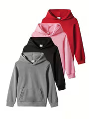 4pcs Set Girls' Long Sleeve Sweatshirt, Hoodie for Casual and Outdoor Wear, Ideal for Spring and Autumn Outings — view 1