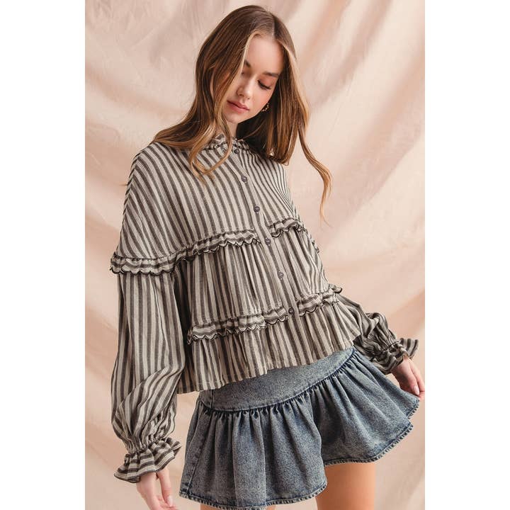 Variegated Stripe Reversible Flowy Boho Top
