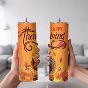 1pc 20oz Happy Thanksgiving Turkey Pumpkin Autumn Leaves Stainless Steel Insulated Tumblers Coffee Office Travel — view 2
