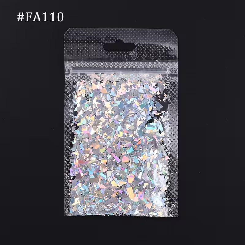 3D Holographic Iridescent Nail Art Glitter Sequins Sparkly Laser Irregular Flakes Manicure Decorations Nails — view 9
