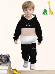 Boys' Athletic Tracksuit: a Stylish and Casual 2pcs Set Featuring a Hooded Sweatshirt and Sweatpants. Perfect — view 1
