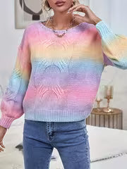 Autumn-Winter New Arrival: Trendy Loose-Fit Gradient Long-Sleeve Pullover for Women - Versatile, Elegant Retro — view 4