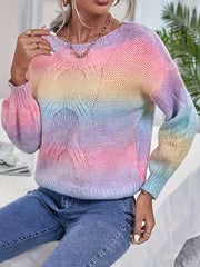 Autumn-Winter New Arrival: Trendy Loose-Fit Gradient Long-Sleeve Pullover for Women - Versatile, Elegant Retro — view 3