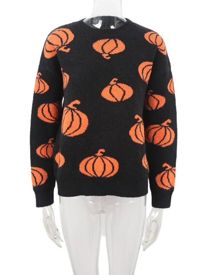 Halloween Pumpkin Vintage Pullover Sweater