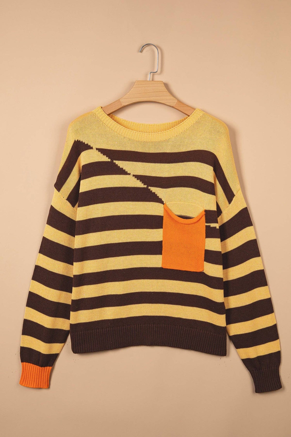 The Borrowed Silhouette | Striped Drop-Shoulder Chest-Pocket Sweater — view 2 of 4