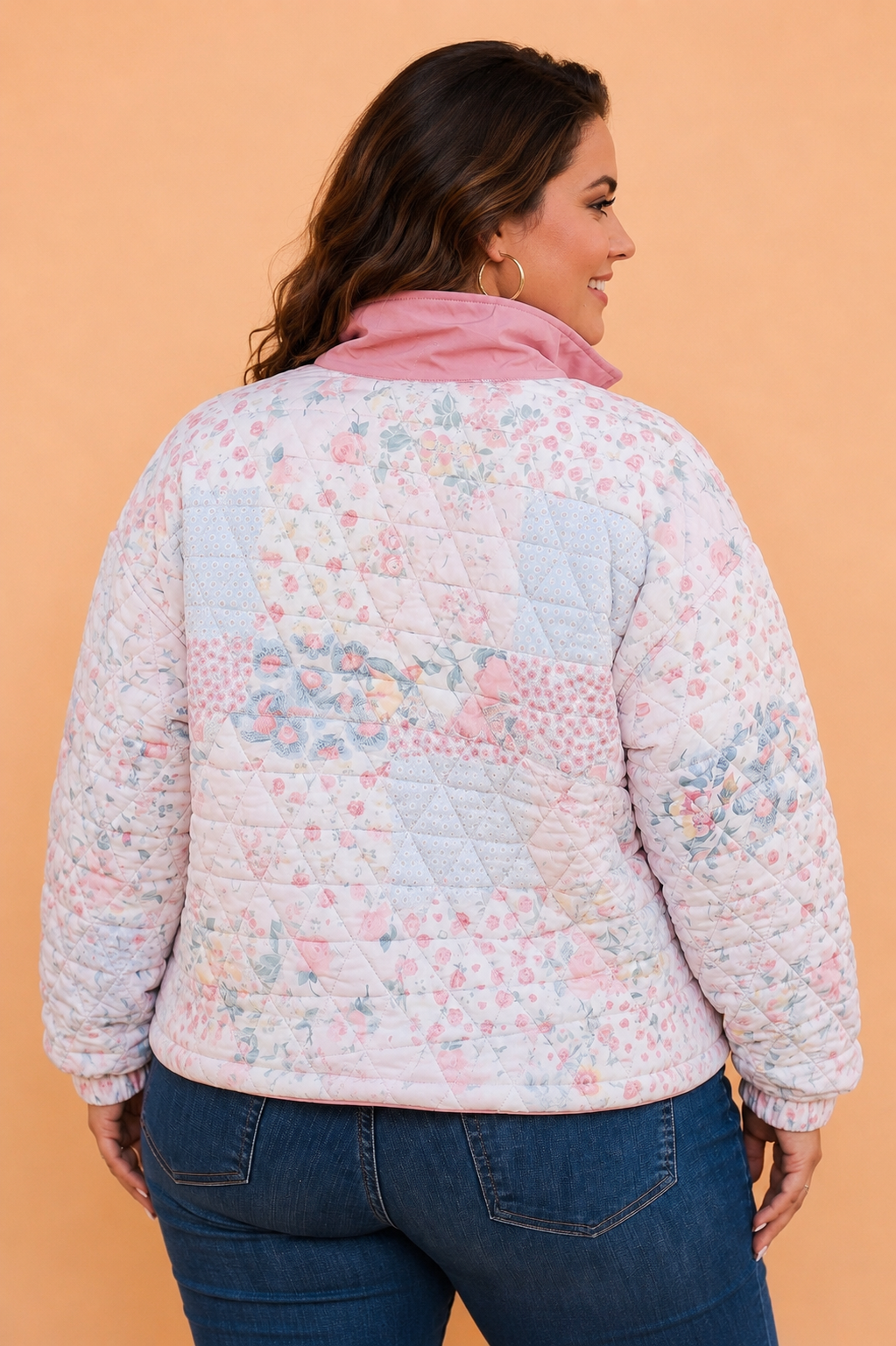 The Conservatory | Floral Quilted Collared Sweatshirt, Plus Size — view 2 of 3