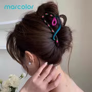 Marcolor 2pcs Contrast Heart Shark Clip Large Size Hair Claw Clip Spoon Long Hair Updo Lazy Style Hair Clip — view 5