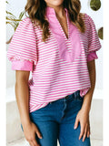 Ldc Casual Shift Colorblock Tunic Striped V Neck Blouse