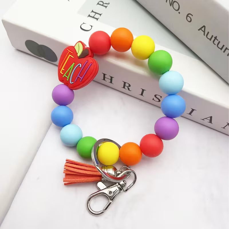 New Cartoon Apple Keychain, Creative Handmade Beaded Pendant Bracelet for Women, Unique Bag Accessory — view 15