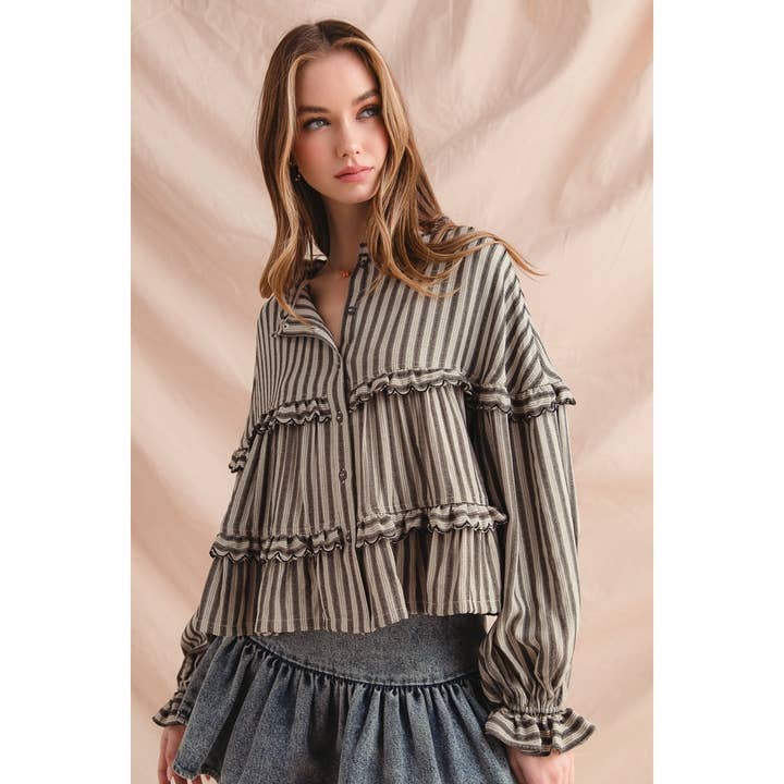 Variegated Stripe Reversible Flowy Boho Top