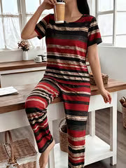 Women'S Pajama And Loungewear 2pcs Set, Spring Summer Autumn Casual Sleepwear, Comfortable Home Wear Set — view 2