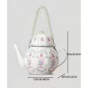 Retro Pearl Chain Print Teapot Handbag Shoulder Bag Personalized Cute Bag Women'S Crossbody Bag — view 3