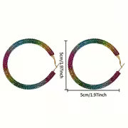 2pcs Fashion Colorful Gradient Effect Sparkling Hoop Earrings, Exquisite Elegance, Perfect Additions for — view 5
