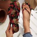 Rose Skull Women'S Flip-Flops, Halloween Themed Flip-Flops for Women, Retro Pattern Design, Fashionable And Versatile Women'S Flip-Flops, Suitable for Beach, Party, Outdoor Wear, Exquisite Gifts for Friends And Family, Women Shoes