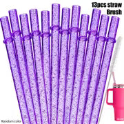 13pcs, Straw, Plastic Straw, Straw with Cleaning Brush, Reusable Straw for Milk Water Roostertail Drinking — view 6