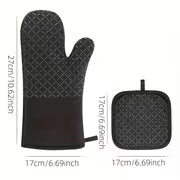 4pcs Silicone Oven Gloves And Pot Rack Heavy Duty Cooking Gloves Tool, Hot Pad BBQ Gloves, Roasting Gloves And — view 4