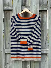 Autumn And Winter Women'S Elegant Retro Minimalist Style Color Dot Striped Raglan Sleeve Round Neck Sweater — view 3