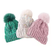 Women'S Winter Beanie Hat with Large Fluffy Pom Pom, Speckled Multicolor Tweed Effect Cuffed Skull Cap, Retro — view 1