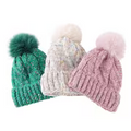 Women'S Winter Beanie Hat with Large Fluffy Pom Pom, Speckled Multicolor Tweed Effect Cuffed Skull Cap, Retro — view 1