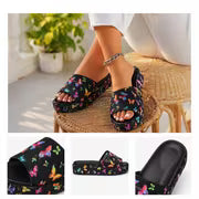 Summer Fashion New Style Thick Soled Anti-slip Flower Butterfly Pattern Women's Outdoor Casual One-strap Beach — view 6
