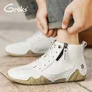 GREKS Side Zipper Lace Up Mid Top Casual Boots for Men Comfortable Anti-Slip Walking Footwear — view 7