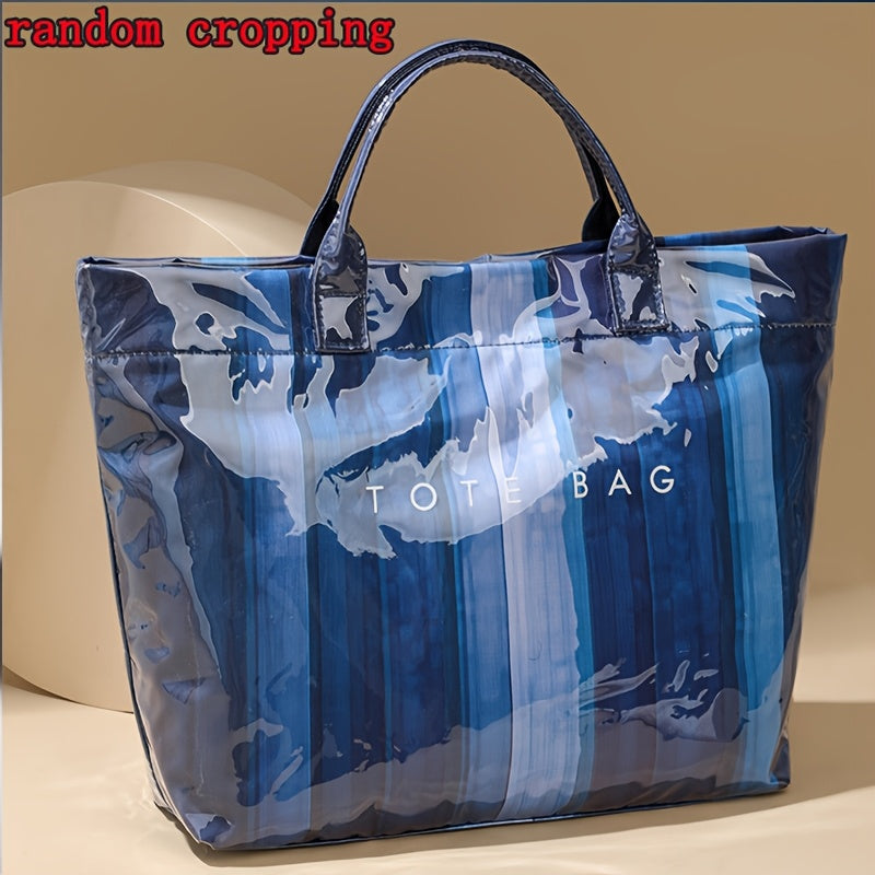 New Fashion Letter Pattern Stripe Contrast Women'S Tote Bag, Large Capacity Versatile Bohemian Style Elegant Women'S Shoulder Bag, Workplace Commuter Style Small Handbag, Gift for Partner (Fabric Pattern Randomly Trimmed)