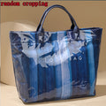 New Fashion Letter Pattern Stripe Contrast Women'S Tote Bag, Large Capacity Versatile Bohemian Style Elegant Women'S Shoulder Bag, Workplace Commuter Style Small Handbag, Gift for Partner (Fabric Pattern Randomly Trimmed)