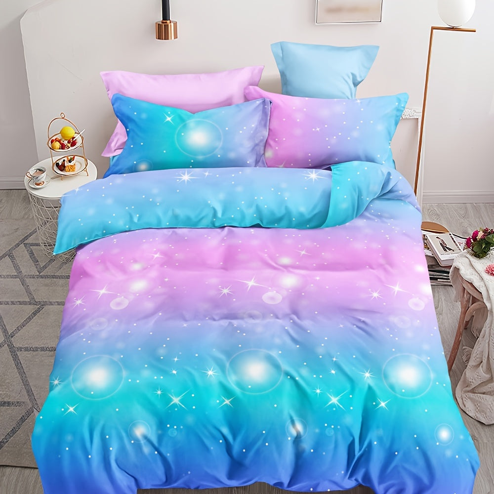3pcs Colorful Rainbow Bedding Color Gradient Y2K Guest Room Duvet Cover Set (1pc* Duvet Cover + 2pcs Pillowcase, No Pillow Core)
