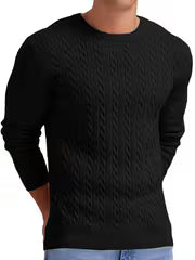 Men's 2024 New Bamboo Rayon Blend Cable-Knit Sweater - Soft Warm Winter Pullover with Burgundy/Navy Color — view 1
