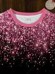 Black And Pink Gradient Sequined Starry Print Round Neck Long Sleeve Sweatshirt Women'S Comfortable — view 4