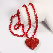Retro Bohemian Sparkling Heart Pendant Necklace with Rhinestone Decoration Perfect Valentine'S Day Gift for — view 10