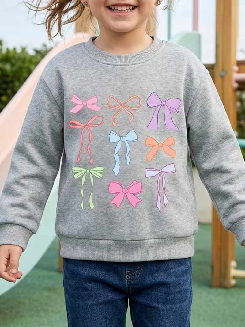 Girl's Bow Print Sweet Casual Versatile Spring/Autumn Sweatshirt — view 8