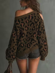 Autumn Winter Fashion Versatile Trendy Women'S Sweater Design Asymmetrical Off-Shoulder Neckline Individual — view 3