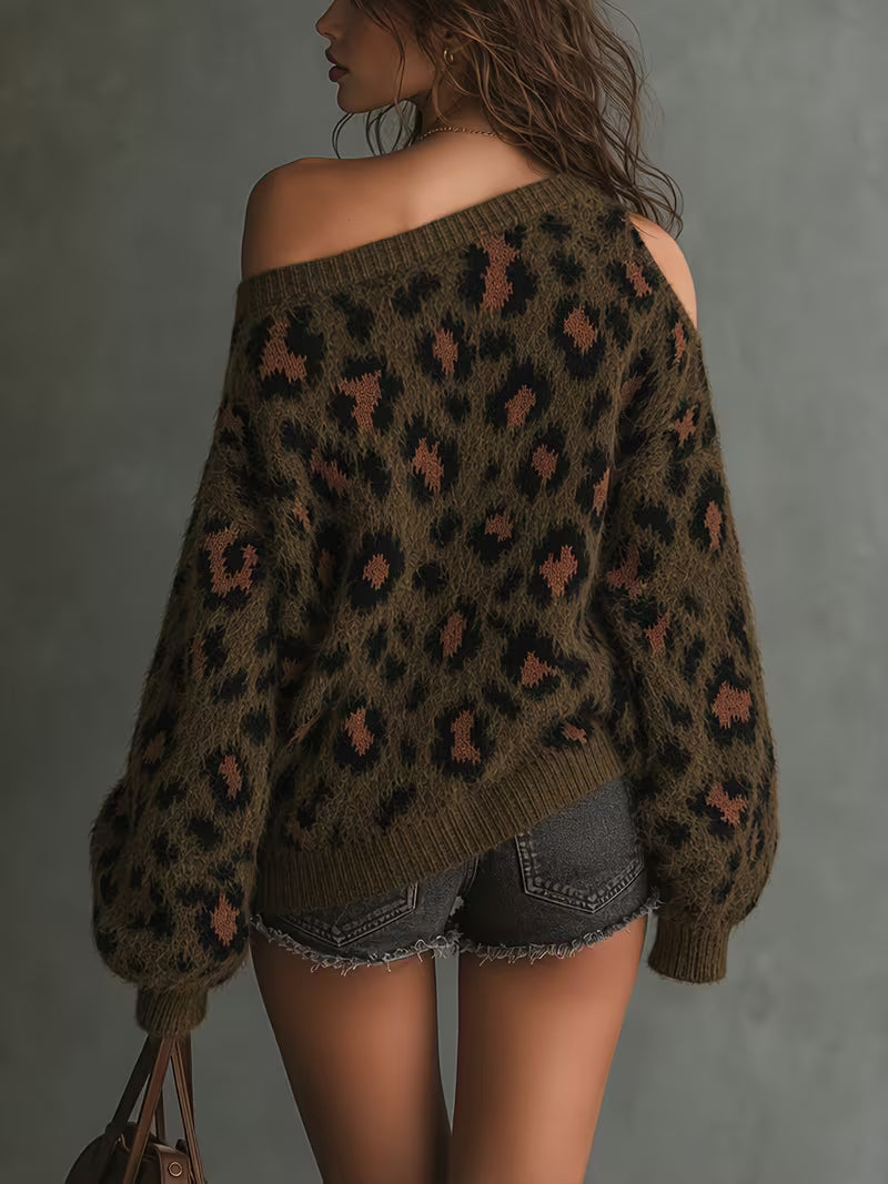 Autumn Winter Fashion Versatile Trendy Women'S Sweater Design Asymmetrical Off-Shoulder Neckline Individual — view 4