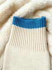 LOBURIY Women's Rainbow Color-Block Sweater - Collegiate Round-Neck Pullover with Blue Cuff Trim, Fall Shoulder — view 7