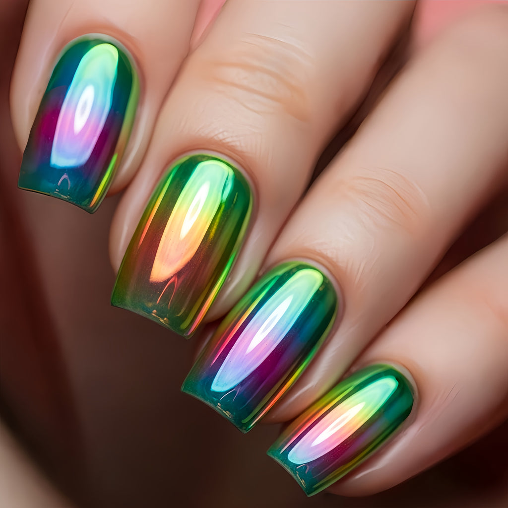 24pcs of Gradient Color Electroplated Shiny Nail Art, Gothic Style False Nails, Removable Manicure for Women, Press-On Nails, Mechanical Nails for Ladies