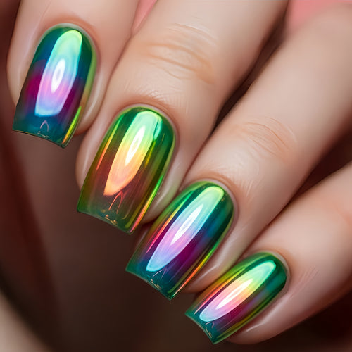 24pcs of Gradient Color Electroplated Shiny Nail Art, Gothic Style False Nails, Removable Manicure for Women, Press-On Nails, Mechanical Nails for Ladies