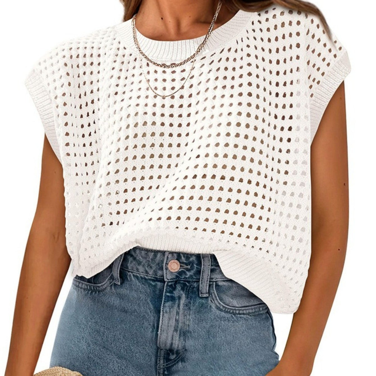 2026 Summer New Women's Crewneck Hollow Out Sweater Shrug