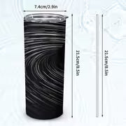 1pc 20oz Abstract Black Hole Spiral Space Pattern Stainless Steel Insulated Travel Tumbler with Lid, Leakproof — view 3